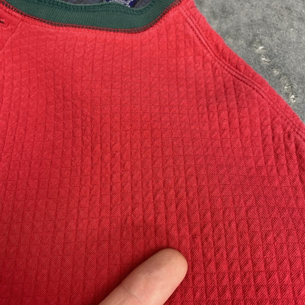 Vtg Gap Shirt Mens Sz L Red Colorblock Henley Quilted Whistler Lodge Patch 90s - Picture 11 of 16